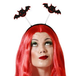 Accessoire Déguisement Diadème Halloween - Diadème avec Chauves-souris Noires sur Ressort + Accessoires