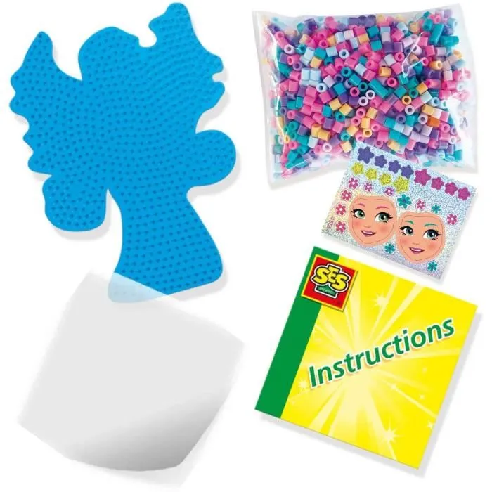 Ses Creative - Perles à repasser Fées, 1200 perles avec plateau en forme de fée pour créer de magnifiques fées