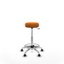 Tabouret Tolosa Pivotant Cuir écologique Non applicable Maille Orange Structure chromée Sans accoudoirs Sans appui-tête Roulettes pour moquette