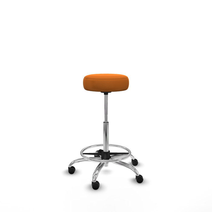 Tabouret Tolosa Pivotant Cuir écologique Non applicable Maille Orange Structure chromée Sans accoudoirs Sans appui-tête Roulettes pour moquette