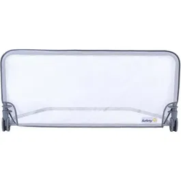 Safety 1st Barrière de lit extensible 90 cm pour enfant 18 mois-5 ans, inclinable, tissu maille lavable, système auto-verrouillage, couleur gris/blanc