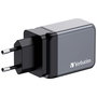Verbatim GNC-65 Chargeur Secteur GaN 65W 3 Ports, 2 USB-C PD 65W et 1 USB-A QC 3.0, avec Fiches EU/UK/US Remplaçables et Prise US Pliable