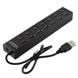 CoreParts Hub USB vers 7 ports USB 2.0, Noir