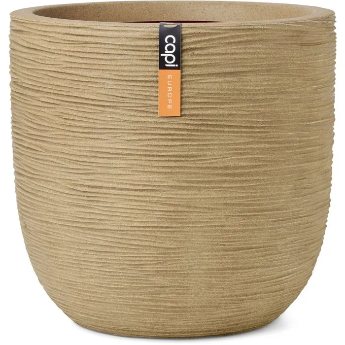Capi Europe Pot boule Rib NL 43 x 41 cm Beige - Cache-pot design intérieur extérieur Capi Europe Pot boule Rib NL 43 x 41 cm Beige - Cache-pot design intérieur extérieur