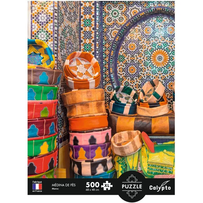 Sentosphere Calypto Puzzle 500 pièces XL Médine de Fès - Modèle Maroc - Toucher soyeux - Dès 8 ans