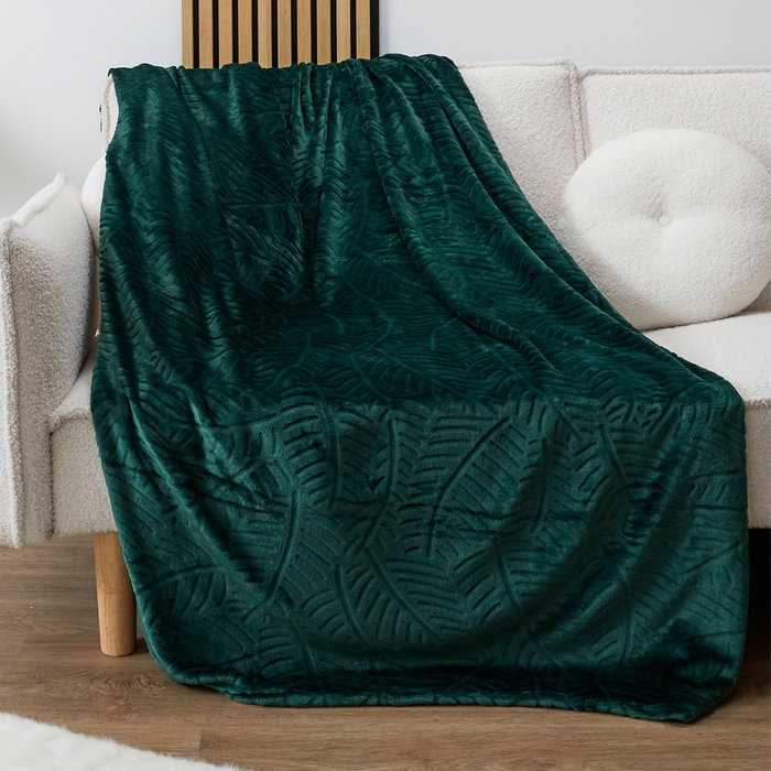Home Deco Factory Couverture en flanelle Verte 150x200 cm