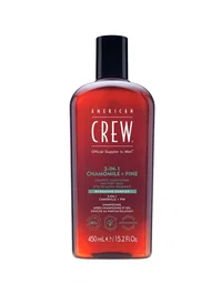American Crew 3-in-1 Chamomile + Pine, Shampoing, Après-shampooing et Gel Douche, 450 ml
