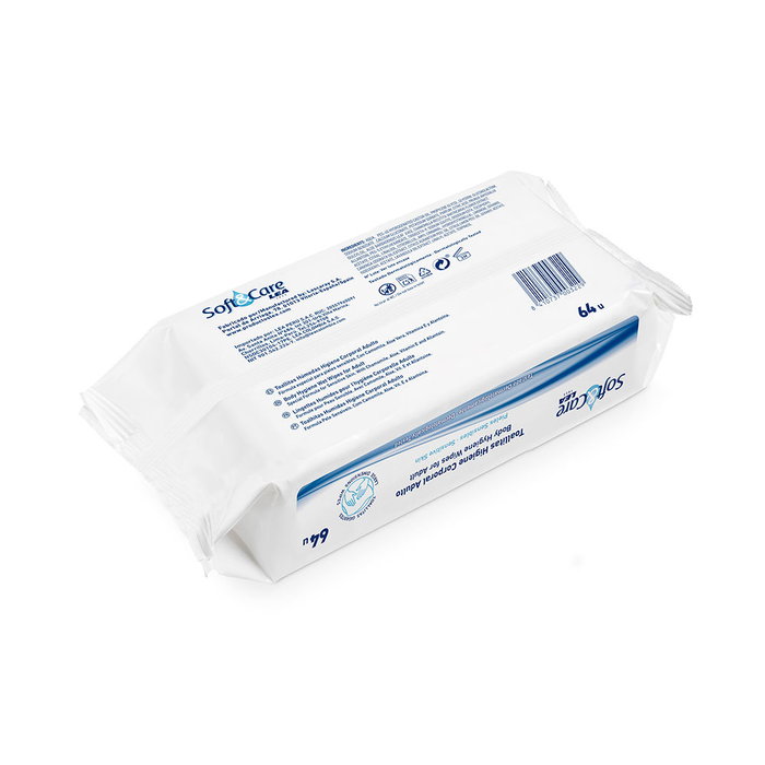 Lea Lingettes Hygéniques Adulte Soft & Care, Nettoyage et Hydratation du Corps, Extra Douces, Format Extra Large, Lot de 64 Lingettes