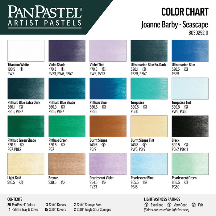 Panpastel Kit 20 - Paysage Marin Joanne Barby avec outils Sofft et palette Panpastel Kit 20 - Paysage Marin Joanne Barby avec outils Sofft et palette