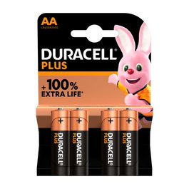 Duracell Plus Power Pile Alcaline AA LR06 1,5V Blister de 4 Unités Ø14,5 x 50,5 mm