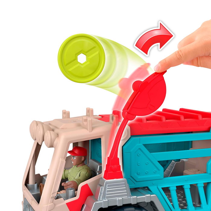 Imaginext - Véhicule de Secours Jurassic World Trek 'n Transform avec Transformation, Scanner à Rayons X, Lance-Projetiles et Figurines - Référence Jkf46