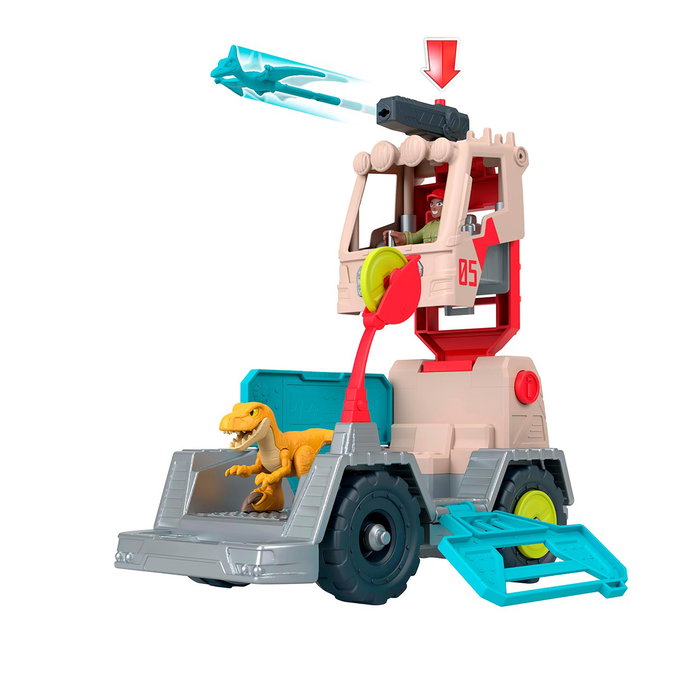 Imaginext - Véhicule de Secours Jurassic World Trek 'n Transform avec Transformation, Scanner à Rayons X, Lance-Projetiles et Figurines - Référence Jkf46
