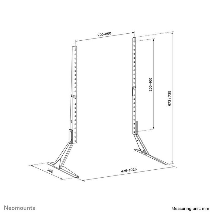 Neomounts DS45-430BL19 Support de Bureau pour TV et Moniteur à Poser, Compatible Écrans 23" à 75" jusqu'à 40 kg, VESA 200x200 à 800x400 mm, Réglable en Hauteur, Noir