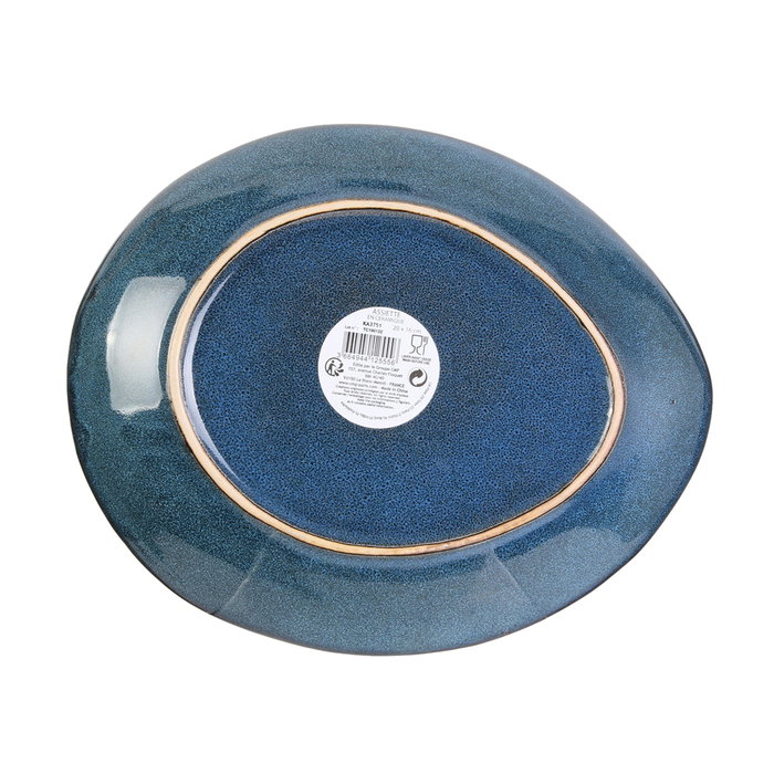 Home Deco Factory Plat en Grès Bleu 22 cm