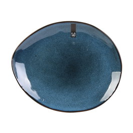 Home Deco Factory Plat en Grès Bleu 22 cm