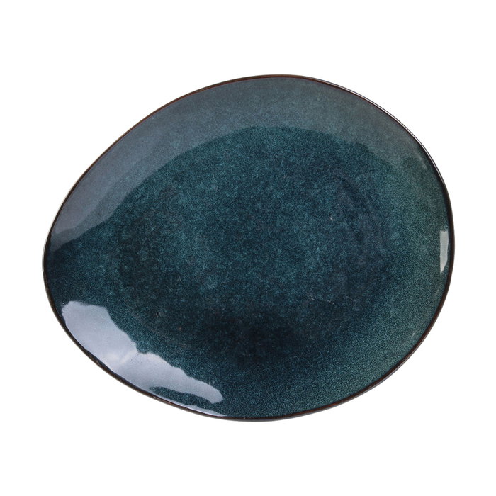 Home Deco Factory Plat en Grès Bleu 22 cm