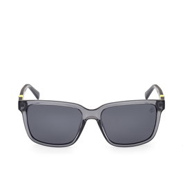 Timberland TB9322-H 20T - Lunettes de soleil polarisées pour homme, forme carrée, monture grise, verres gris fumé, branches 145 mm
