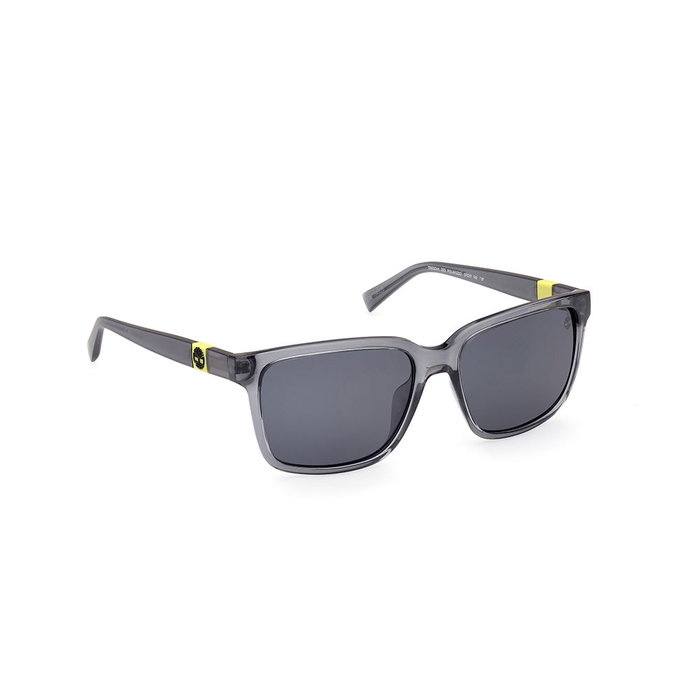 Timberland TB9322-H 20T - Lunettes de soleil polarisées pour homme, forme carrée, monture grise, verres gris fumé, branches 145 mm