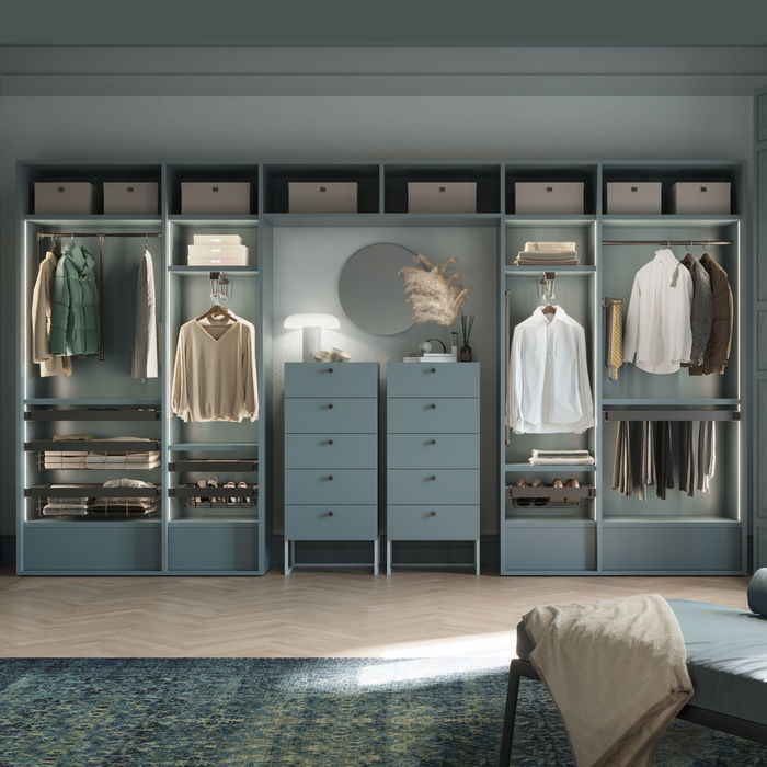 Emuca Porte-vêtements extractible Quartz pour armoire, Plastique et Aluminium, Titane