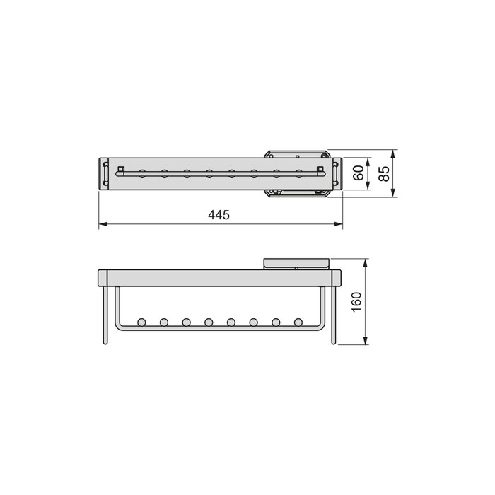 Emuca Porte-vêtements extractible Quartz pour armoire, Plastique et Aluminium, Titane