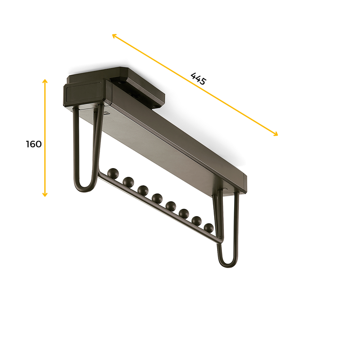 Emuca Porte-vêtements extractible Quartz pour armoire, Plastique et Aluminium, Titane
