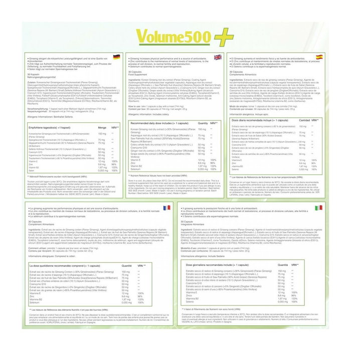 Volume500 Amélioration de la Qualité et Quantité du Sperme - 30 Capsules