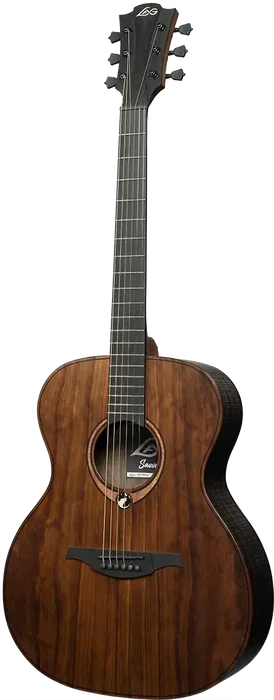 LAG Guitare Acoustique Auditorium Sauvage Brankowood Solide Table Eucalyptus Finition Satinée Naturelle Noire 650mm 20 Frettes Étui Inclus