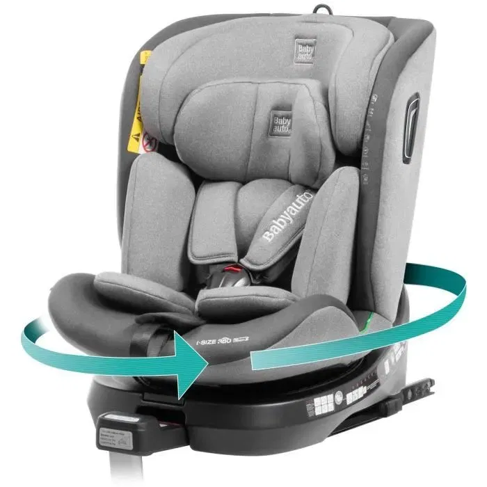 Babyauto Siège auto pivotant 360° I-Size Aitana Anthracite Gris - 0-36 kg (0-12 ans), ISOFIX, ECE R129, inclinable, renforts latéraux