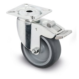 TENTE Roue pivotante Agila avec anneau en caoutchouc Ø75 mm, zincée, avec frein