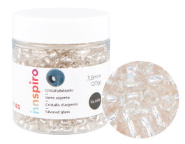 Innspiro Rocaille de verre ronde argenté transparent 3,8mm 120g