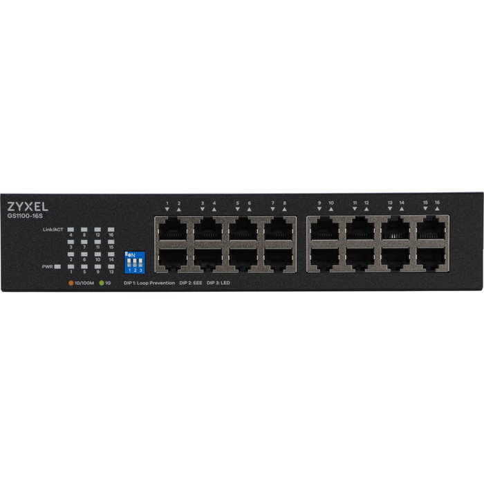 Zyxel GS1100-16S 16 ports Gigabit Switch non géré avec sélecteur DIP Zyxel GS1100-16S 16 ports Gigabit Switch non géré avec sélecteur DIP