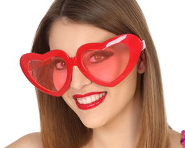 Lunettes XXL en forme de cœur rouge pour adulte et femme - Accessoire de fête et déguisement