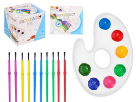 Pincello Set de 10 pinceaux et palette de peinture blanc, jaune, vert, rouge, bleu, lilas 24x20x1 cm (Set de 48)