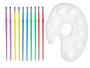 Pincello Set de 10 pinceaux et palette de peinture blanc, jaune, vert, rouge, bleu, lilas 24x20x1 cm (Set de 48)
