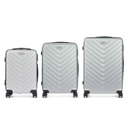 ARTE REGAL Set de 3 valises motif écailles ABS Gris clair