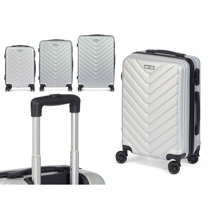 ARTE REGAL Set de 3 valises motif écailles ABS Gris clair