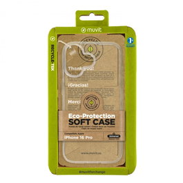 Muvit Coque Recycletek pour Apple iPhone 16, protection recyclée, antichoc, éco-emballage