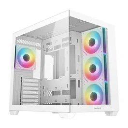 Deepcool CG530 Blanc - Boîtier PC Gaming Blanc Mini Tour - Format Mini-ITX, Micro-ATX, ATX - 4 Ventilateurs ARGB - Façade Mesh - Panneau Verre Trempé - R-CG530-WHADA4-G-1