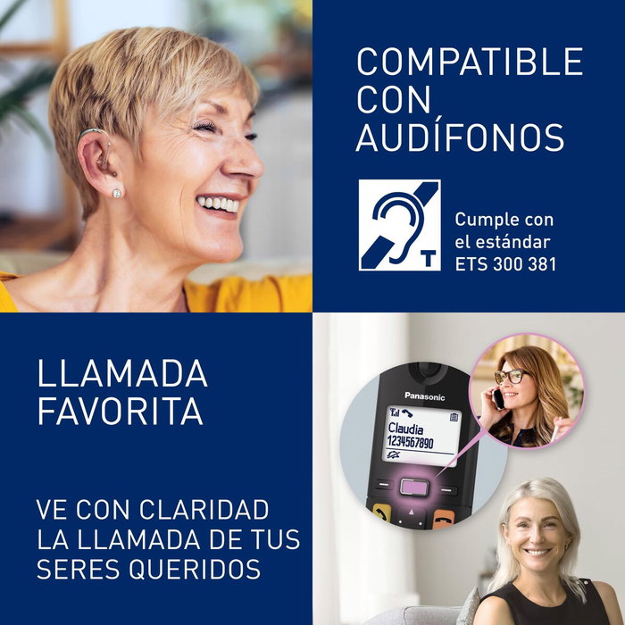 Téléphone Sans Fil Panasonic KX-TGU112EXB Blanc Noir Téléphone Sans Fil Panasonic KX-TGU112EXB Blanc Noir