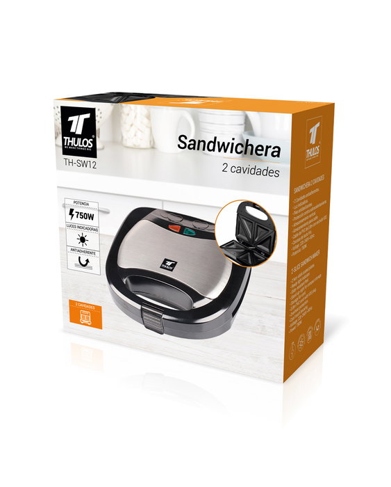 Thulos TH-SW12 Sandwichera 2 Cavités 750W Antiadhésive