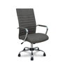Chaise Opti527 Mécanisme d'inclinaison Cuir écologique Gris Structure chromée Accoudoirs fixes Sans appui-tête Roulettes en nylon 50 mm