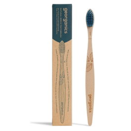GEORGANICS Brosse à dents en bois de hêtre bleu, dure