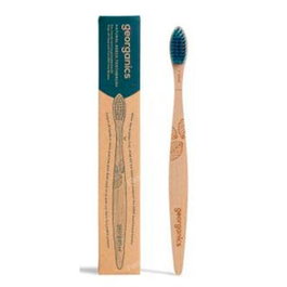 GEORGANICS Brosse à dents en bois de hêtre bleu, dure
