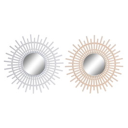 Miroir mural DKD Home Decor Scandi Verre Naturel Blanc polypropylène (50 x 2,5 x 50 cm) (2 Unités)
