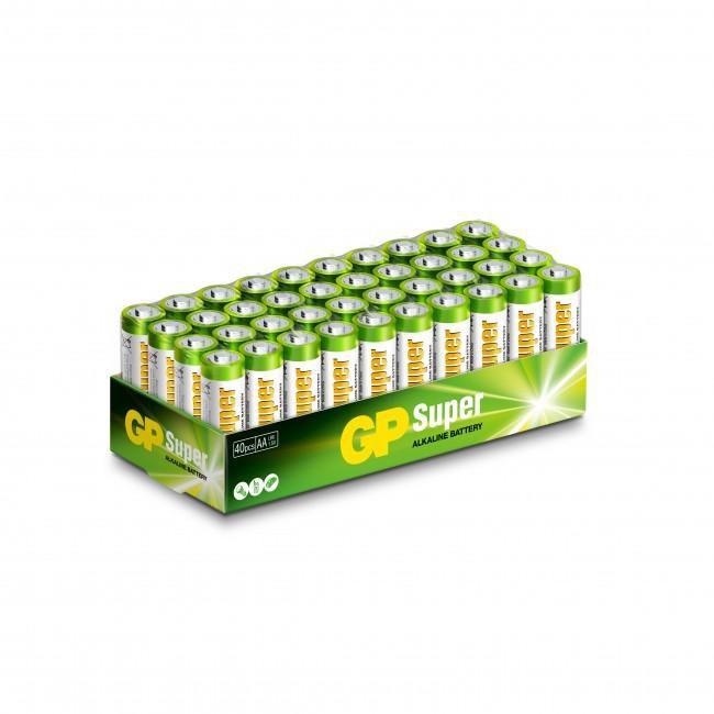 GP Super Alkaline 15A/LR6 - Lot de 15 piles AA alcalines à usage unique GP Super Alkaline 15A/LR6 - Lot de 15 piles AA alcalines à usage unique