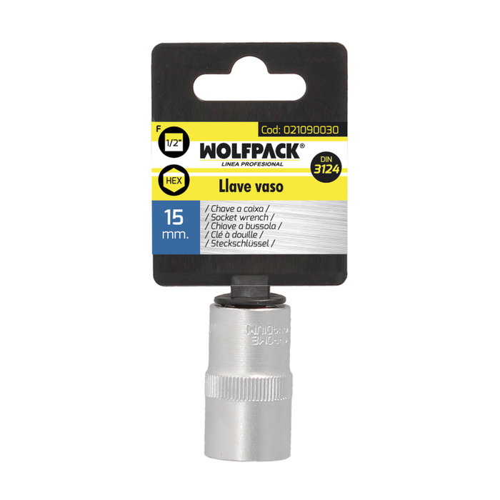 WOLFPACK LINEA PROFESIONAL Clé à douille 1/2'' hexagonale 15 mm