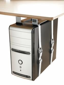 Forming Function LiftFix Porte-Processeur avec entretoise de 60 mm - Argent - Fixation sous bureau pour CPU, structure rigide