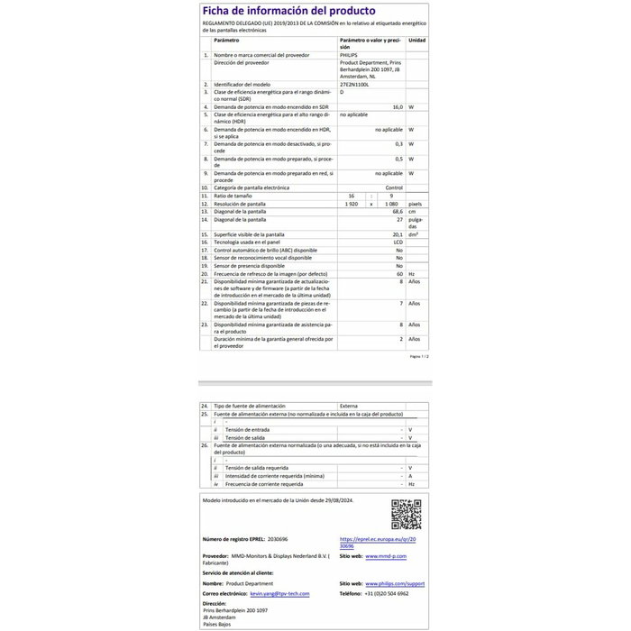 Monitor Gaming Philips Full HD 27"