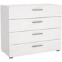 Commode PEPE 4 tiroirs Blanc - L 80 x P 40 x H 68,5 cm avec glissières métalliques