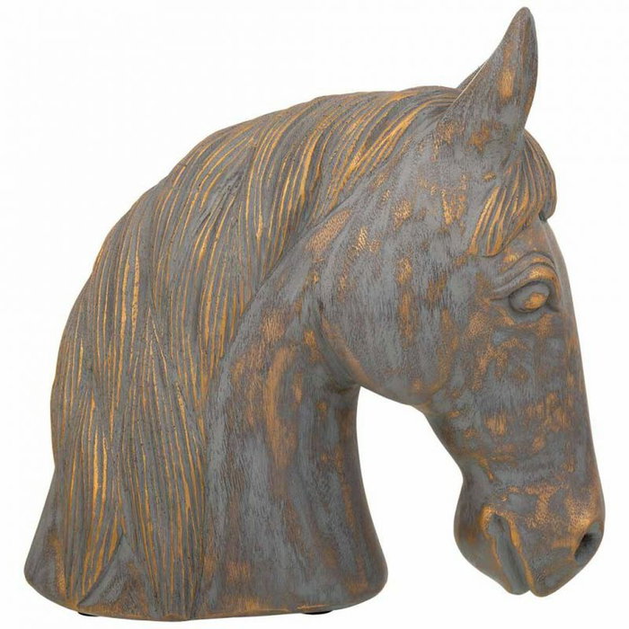 Figurine Décorative Alexandra House Living Gris Doré Cheval 15 x 31 x 31 cm